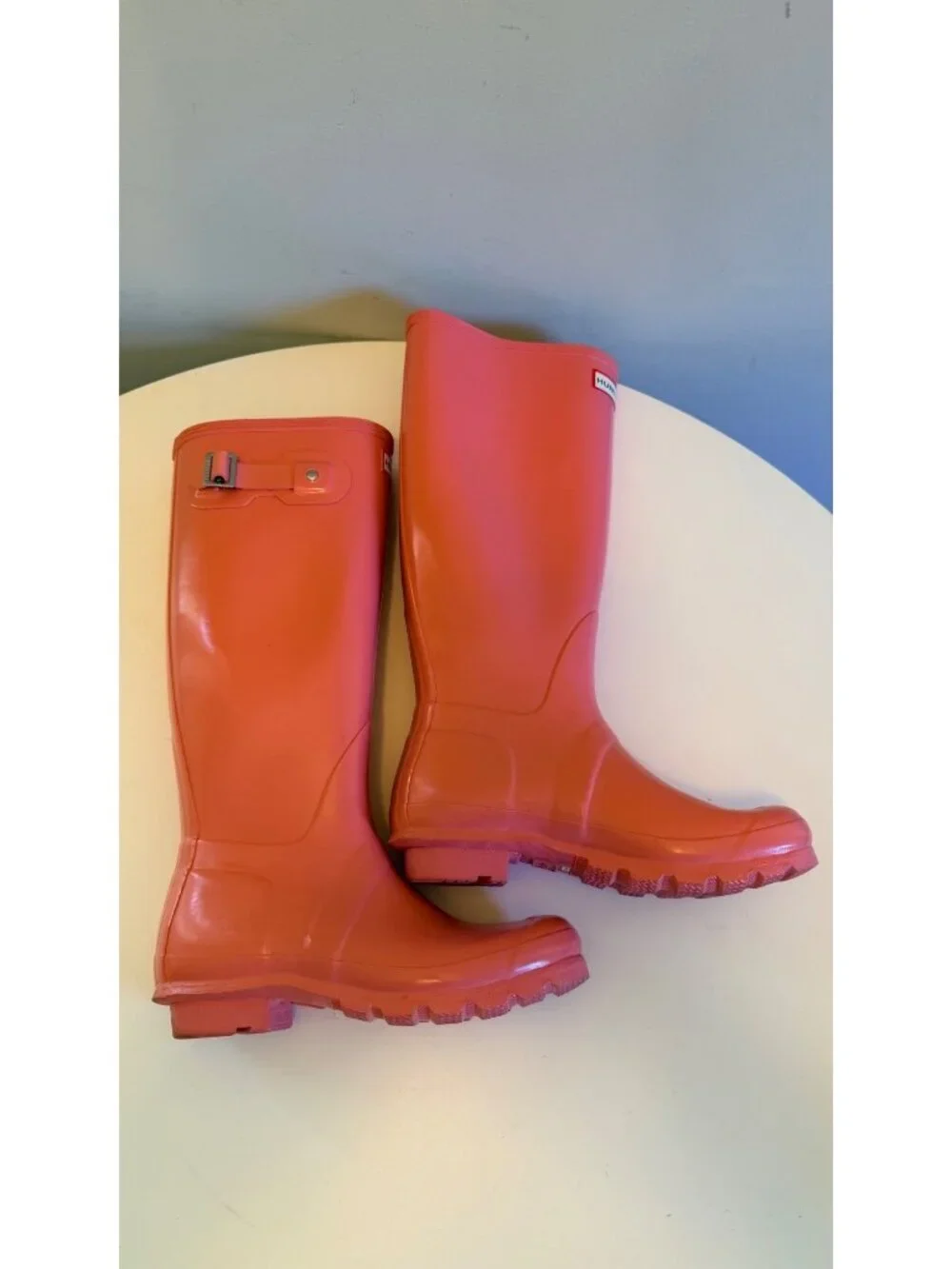 Hunter Womens Tall Pink Rain Boots Size 7 Durable Rubber Waterproof